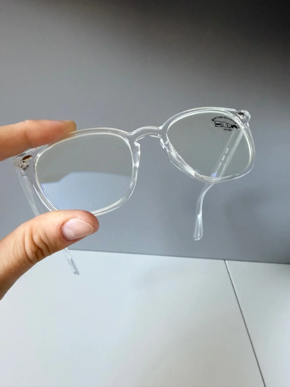 ASOS AJ Morgan clear transparent blue light blocking eye glasses